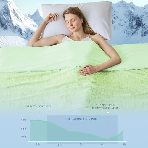 Image of Cooling Blanket Throw Size, Cooling Blankets for Hot Sleepers, Absorbs Heat to Keep Body Cool for Summer Nights Sweats, Cold Blanket for Bed Couch Sofa, Ice Blanket 50x70 Inches, Green
