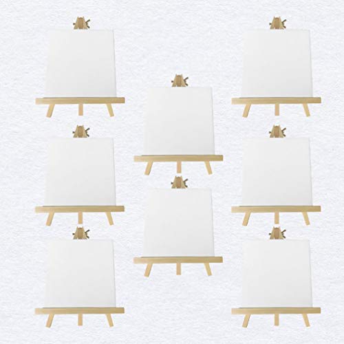 Conjunto de 4 conjuntos de mini telas e cavalete da Exceart com mini painéis de lona, cavalete de ma
