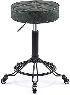 Stool on Wheels Guitar Stools Chairs on Wheel, Saddle Stool with Black PU Synthetic Leather Seat,Adjustable Height 45-58 cm,Supported weight 160 Kg,Office Stool Saddlefor Beauty Kitchen Salon Home Off
