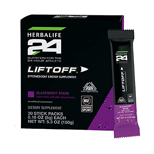 HERBALIFE24 Liftoff: BlackBerry Spark (30 Stick Packs) Nutrition for The 24-Hour Athlete, Energy Supplement, Natural Flavor with Other Natural Flavors, Certified for Sport, Certified Vegetarian