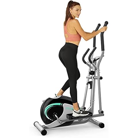 Dripex Cross Trainers Magnetic Elliptical Machine (2023 New Upgraded), 8 Level Adjustable Resistance 6KG Flywheel, Pulse Sensor, LCD Monitor, iPad Holder Exercise Equipment for Home/Gym Use (Silver) Cover