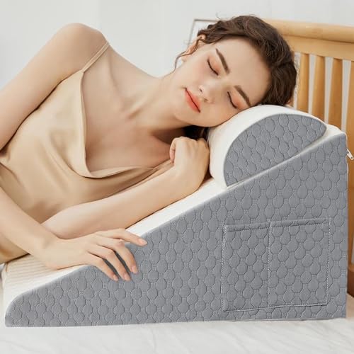 Catálogo para Comprar On-line Almohada Sognare los más solicitados. 45 Almohada Antireflujo Adulto, Almohada de Cuña para Cuña |Algodón de Silicona Mejorado| Almohada Triangular con 2 Bolsillos y 1 Almohada para el Cuello,Apoya y alivia el dolor...