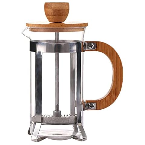 Waczecr French Press Coffee Maker Glass Pressure Pot Household Filter Fine French Hand Tea Maker Portable Stainless Steel Milk Making Coffee Pot Cover