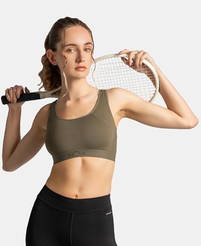 Image of Jockey AP20 Women Wirefree Padded Tactel Nylon Elastane Stretch Full Coverage Racerback Styling Active Sports Bra with StayFresh and StayDry Treatment