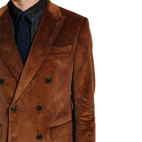 Men's Green Corduroy Cotton Slim Fit Casual Long Sleeve Peak Lapel Blazer for Men, Formal and Informal Events3