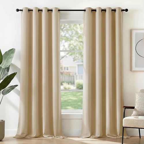 Deconovo Blickdichte Gardinen Ösen Vorhänge Blackout Curtain Verdunkelungsvorhang gegen Kälte Thermogardinen für Wohnzimmer Schlafzimmer 2er set