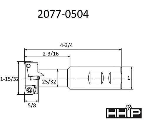 Image of HHIP 2077-0504 Indexable T-Slot Cutter, 3 /4 x 1-15 /32 x 5 /8 x 1