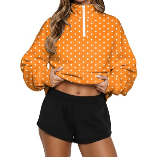 Gumipy Polka Dot Sweatshirt for Women 1/4 Zip Mock Neck Fall Sweatshirts - image 3