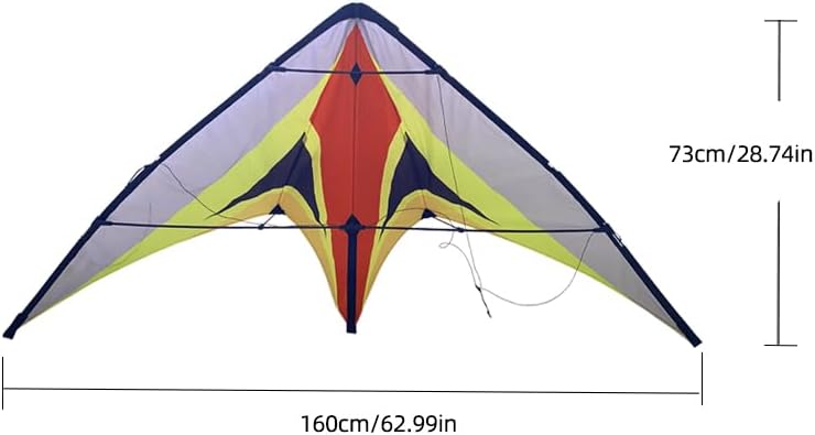 Folding Dual Line Stunt Kite, Delta Shape Sport Kite with Colorful Design, 62.99x28.14 Inch Wingspan, Outdoor Flying Kites for Beach and Park