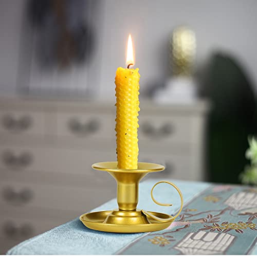 Taper Candle Stick Holder, Homean Candle Holders 2Pcs Retro Iron Simple Gold Candlestick Holders Long Candlelight Stand For Party Wedding Christmas Table Home Decoration(Gold,2Pcs) #TOP6