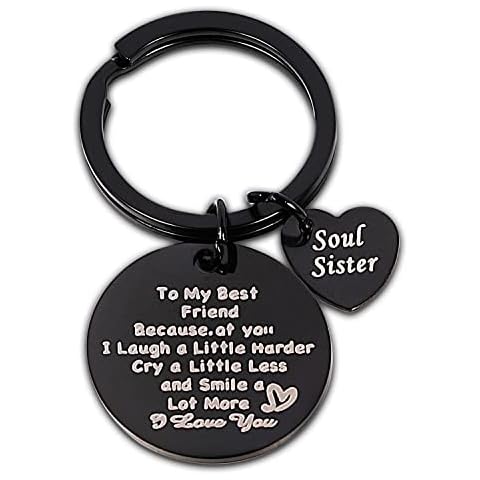 Linemoon Best Friend Friendship Gifts for Women Sister Keychain Birthday Christmas Graduation Gifts (Black 231) Cover