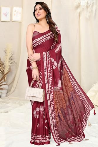Image of MIRCHI FASHION Saree for Woman Chiffon Shibori Printed | Lightweight Regular Use and Professional Office Sari with Blouse Piece