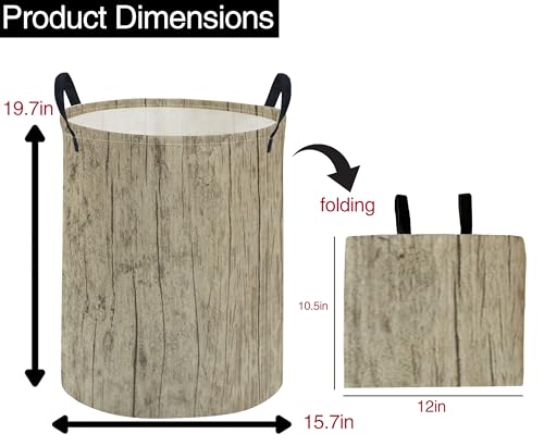 Image of ESSME Kids Laundry Basket,Wood Hamper Collapsible Canvas Waterproof Storage Bin for Boys, Cute Hamper,Gift Baskets(Wood grain)