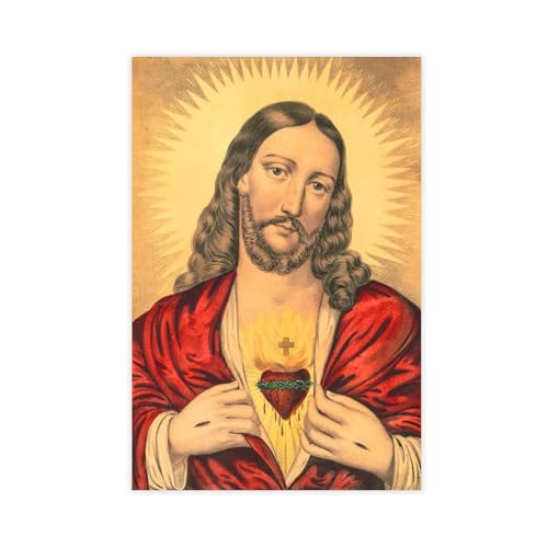 Toile Sacred Heart of Jesus sans cadre de 30x45 cm pour decoration murale