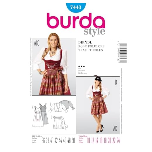 Burda Schnittmuster 7443 Dirndl Gr. 36-50
