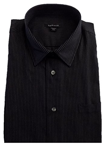 Chemise habillée rayée anti-plis Van Heusen noire S, un style impeccable sans aucun repassage