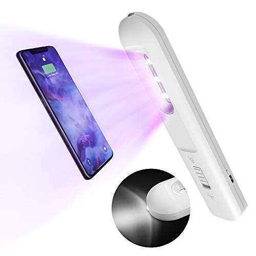 UV Sanitizer Lamp, Portable Ultraviolet Germicidal Lamp with USB Charging, UV Light Sterilizer Kills 99.9% Germs, Germicidal Lamp for Car Household School Hotel Pet Area Wardrobe Toilet