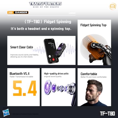 Image of Transformers TF-T80 Bluetooth True Wireless Earbuds with Noise Cancelling in-Ear Cool HiFi HD Calling Dual Modes Sports Music Game Long Endurance Earphones - Yellow Bumblebee