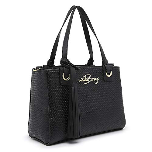 Kit Bolsa + Carteira Willibags Feminina + Transversal Removível (PRETO)