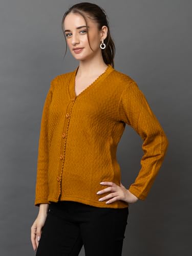 Image of Wear lusso Women Woolen V Neck Casual Wear Stylish Cardigan Sweaters for Winter with Side Pocket | Cozy and Warm Winter Sweater for Girls /Ladies