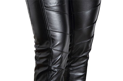 Moonwalk Men`s Faux PU Leather Skinny Black Biker Pants 33 Black, 11, Size 33 - Image 7