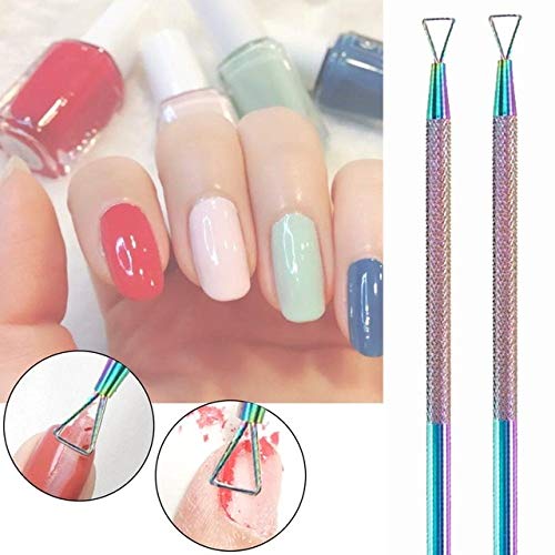 Triangle Stick Rod UV Gel Polish Remover Cuticle Pusher Stainless Steel Manicure Nail Tool for Removing Gel Varnish