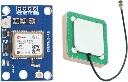 A-DIGISHUO NEO-6M GPS Flight Controller GY-NEO6MV2 Module 3V-5V with Super Strong Ceramic Antenna for Arduino EEPROM APM 2.5 (NEO-7M)