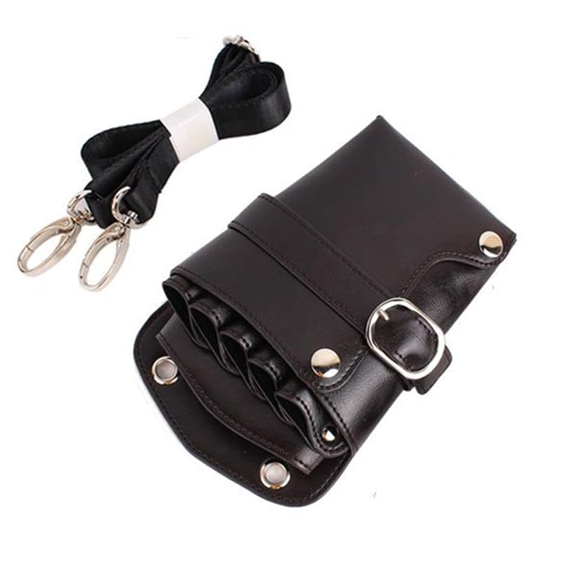 Sac pour matériel de coiffure Étui en cuir PU for ciseaux à cheveux, pochette for coiffeur, rivets, ceinture d'épaule, sac de barbier