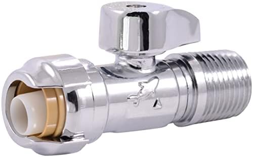 SharkBite 1/2 x 1/2 Inch MIP Straight Stop Valve, Quarter Turn, Push to Connect Brass Plumbing Fitting, PEX Pipe, Copper, CPVC, PE-RT, HDPE, 24947