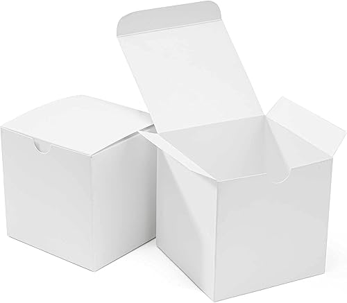 opaprain Cajas de regalo con tapas de 4 x 4 x 4 pulgadas, paquete de 50 cajas de regalo para regalos, cajas de regalo pequeñas blancas para regalos