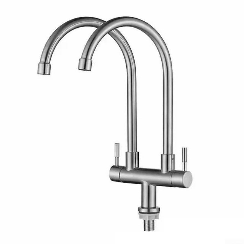 Robinet de cuisine rotatif G1/2 anti-éclaboussures avec double sortie d'eau