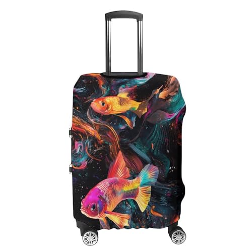 Colorful Betta Fish Luggage Covers Washable Travel Suitcase Cover Elastic Baggage Protector4