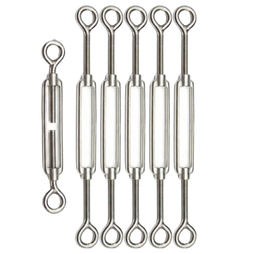 6PCS Tensores para Cables, Tensor Ajustable de Acero Inoxidable 304 para Cables de Sombra, Barandal y Riel miniatura 1