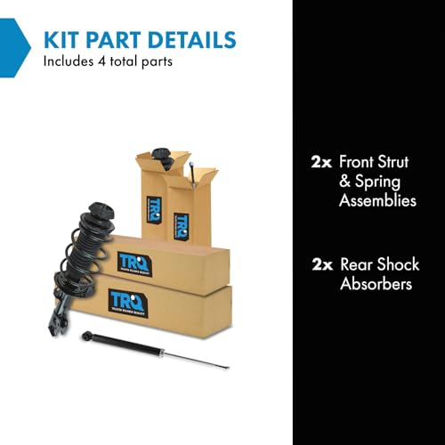 Image of TRQ Front and Rear Complete Strut Assembly & Shock Absorber Kit Complete Strut & Coil Spring Assembly Compatible with 2007-2012 Toyota Yaris