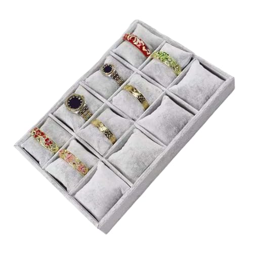 Plateau de rangement en flanelle à 12 compartiments pour bijoux et bracelets