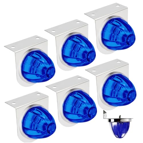 6 feux de position LED pastèque bleus avec support inox pour remorque