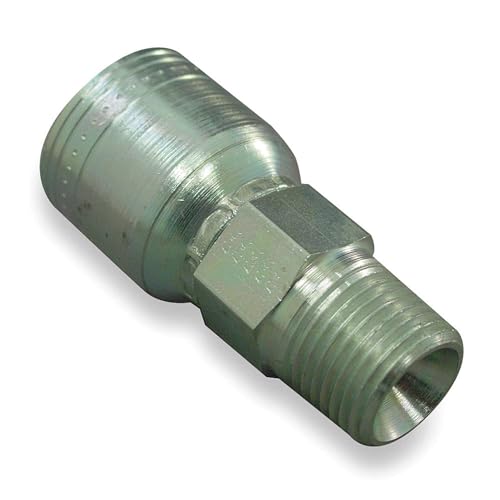 Image of Aeroquip 1AA12MP8 Carbon Steel Global TTC (Thru the Cover) Crimp Hose Fitting Male Pipe, Straight, 1 /2 inch Hose ID, 3 /4 inch - 14 Thread