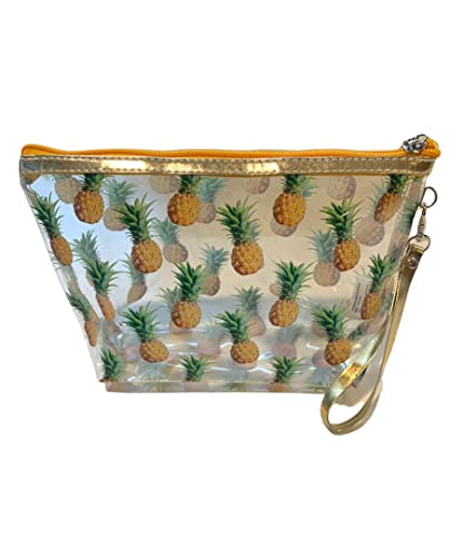 Trousse de toilette transparente pour femme en PVC avec fermeture éclair et poignée. Sac cosmétique. Trousse de maquillage de voyage, Ananas - Ovale, trousse de toilette Cover