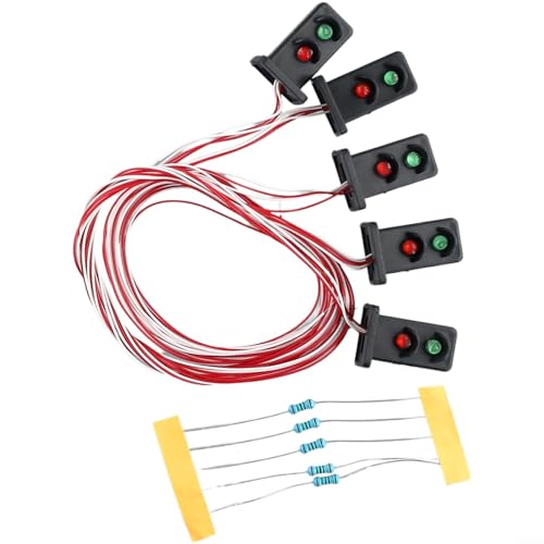 5 Pcs Model Railway Signals, LEDs Railroad Train Signals HO Scale Block Signal Traffic Lights for Train Layout Decorations