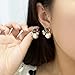 ZHOUMEIWENSP Fashion Number 5 Pearl Camellia Flower Drop Earrings Dangle for Women Pearl Flower Drop Earrings (Stud)