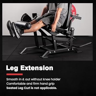 LIONSCOOL Leg Extension and Lying Leg Curl Machine, Adjustable Seated and Prone Lower Body Exercise Bench in Commercial Grade, Cable Operated Plate Loadable Leg Rotation Machine for Home Garage Gym