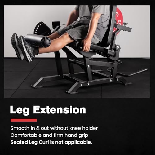 LIONSCOOL Leg Extension and Lying Leg Curl Machine, Adjustable Seated and Prone Lower Body Exercise Bench in Commercial Grade, Cable Operated Plate Loadable Leg Rotation Machine for Home Garage Gym - Thumbnail 3