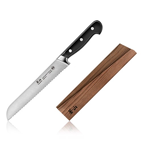 Cangshan TV2 Series 1022827 Swedish Sandvik 14C28N Steel Forged 8-Inch Bread Knife and Wood Sheath Set