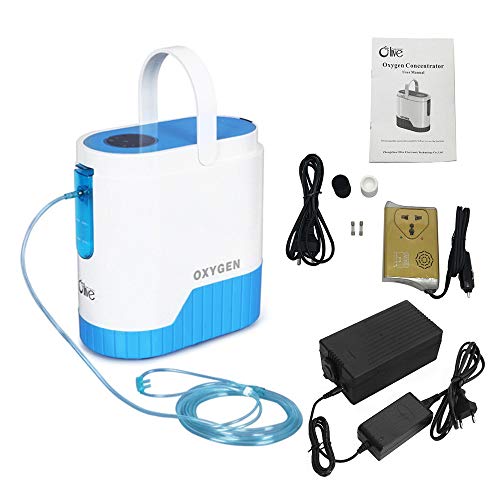 Vogvigo Concentrador de oxígeno 1-5L / min Máquina de oxígeno portátil ajustable para uso en el hogar y en el viaje con 10000 mAh Batería de litio