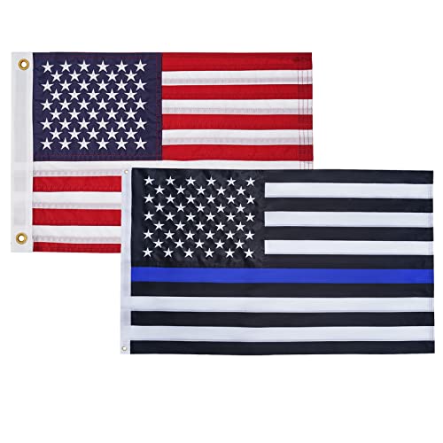 Syii American Flag 12X18 Inches And Thin Blue Line Flag 12X18 Inches For Boat Car, Boat Flags Marine 12X18 #TOP6