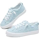 Obtaom Womens Play Canvas Sneakers Cute Tie Dye Slip on Shoes Comfortable Canvas Sneakers for Fashion Lady(Light Blue,US9)