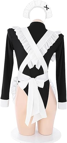 Vista 6 de Mobbunny Vestido de sirvienta para cosplay de sirvienta, top de tubo y body con delantal y diadema