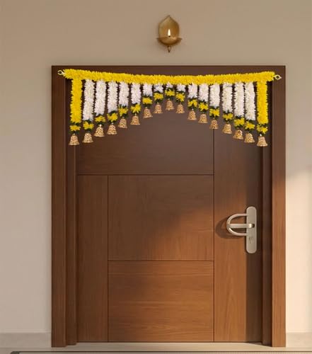 Image of Afarza Toran for Door Entrance Bandarwal Festival Relegious Handmade Home Decoration Hanging (Yellow)