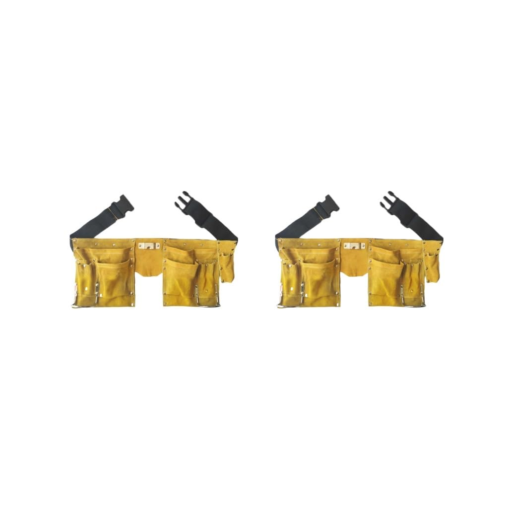 Lot de 2 ceintures à outils en cuir avec boucle à dégagement rapide pour charpentier, travaux de construction, tablier de travail, pochette de rangement