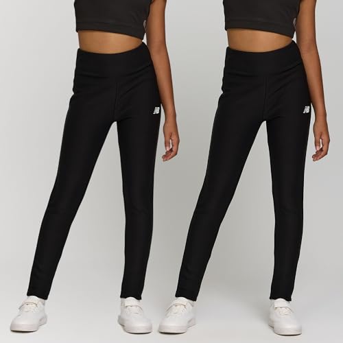 New Balance Girls Fleece Lined Leggings - 2 Pack Soft Stretch Yoga Pants, Athletic Warm Thermal Tights, Sizes 4-163